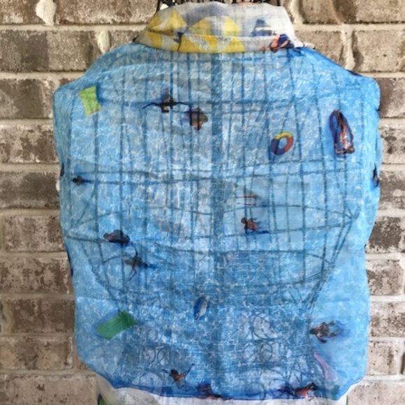 Apt. 9 Blue Scarf NWT Beach Scene  21" W 70" L - Picture 2 of 8